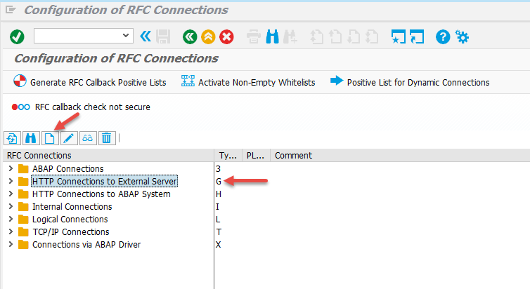 Configuration of RFC Connections