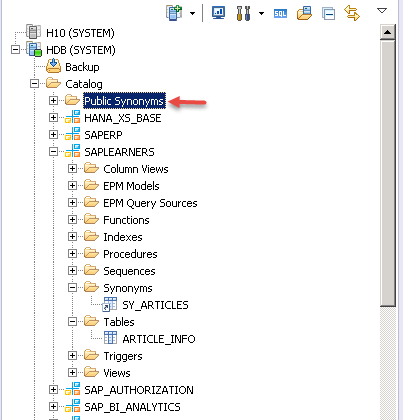 SAP HANA SQL Synonym Step_5