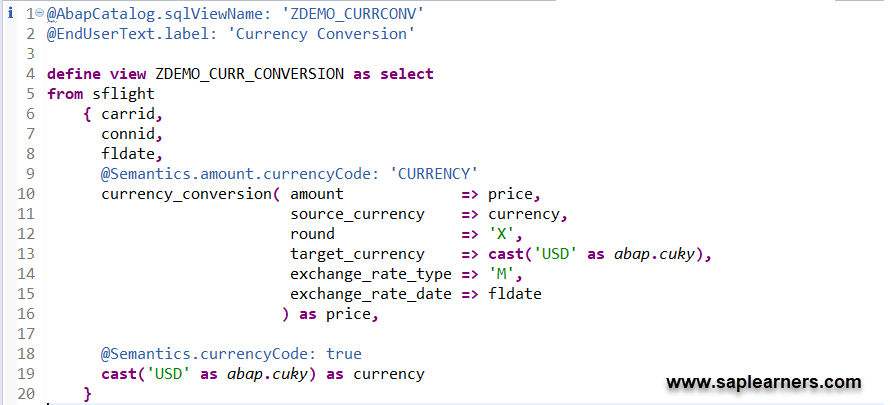 Currency Conversion in ABAP CDS View