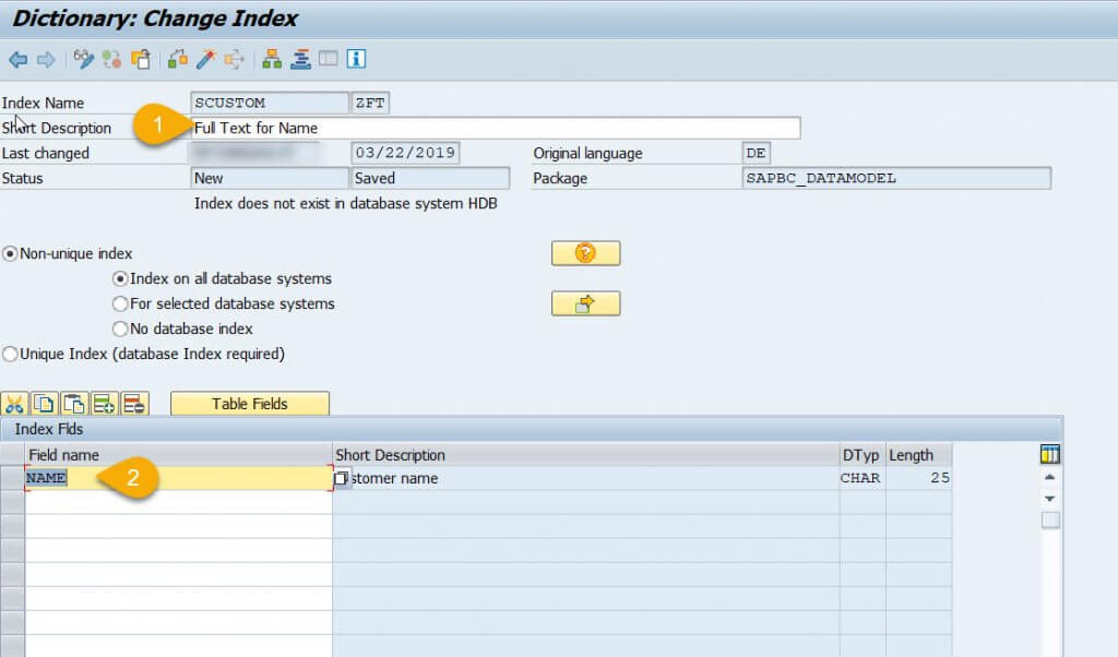 Full Text Index in ABAP
