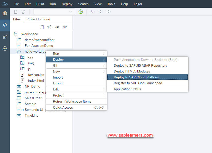 Deploy VueJS application in SAP Cloud Platform Step5