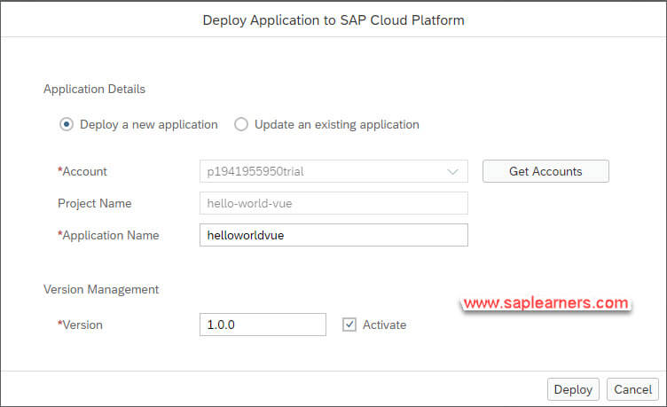 Deploy VueJS application in SAP Cloud Platform Step6