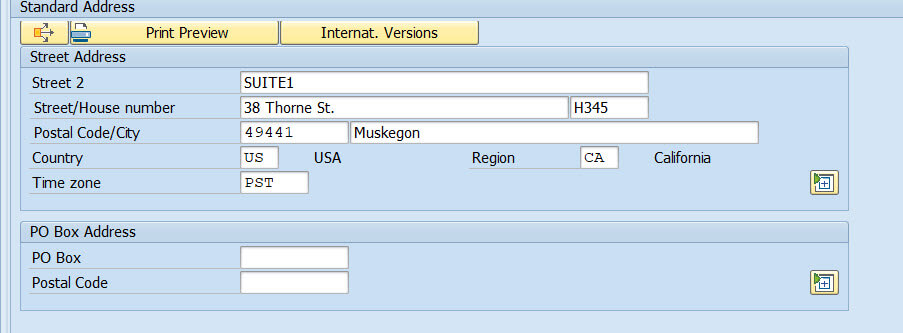 SAP Address Format