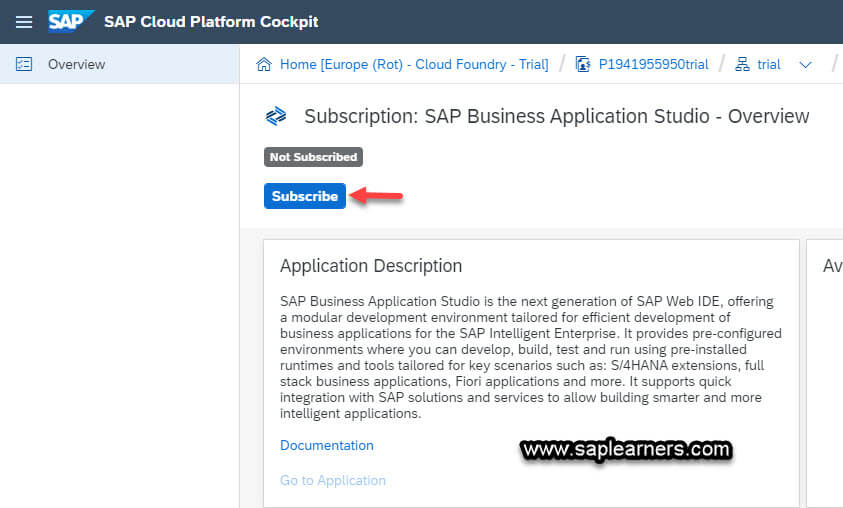 SAP Business Application Studio Installation Step3