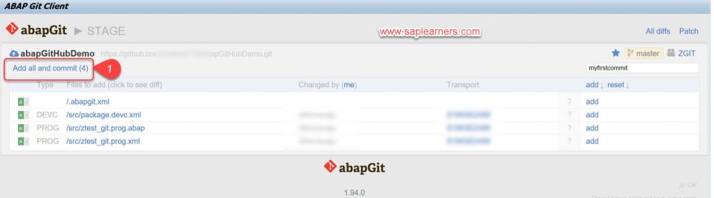 abapGit integration with GitHub Step5