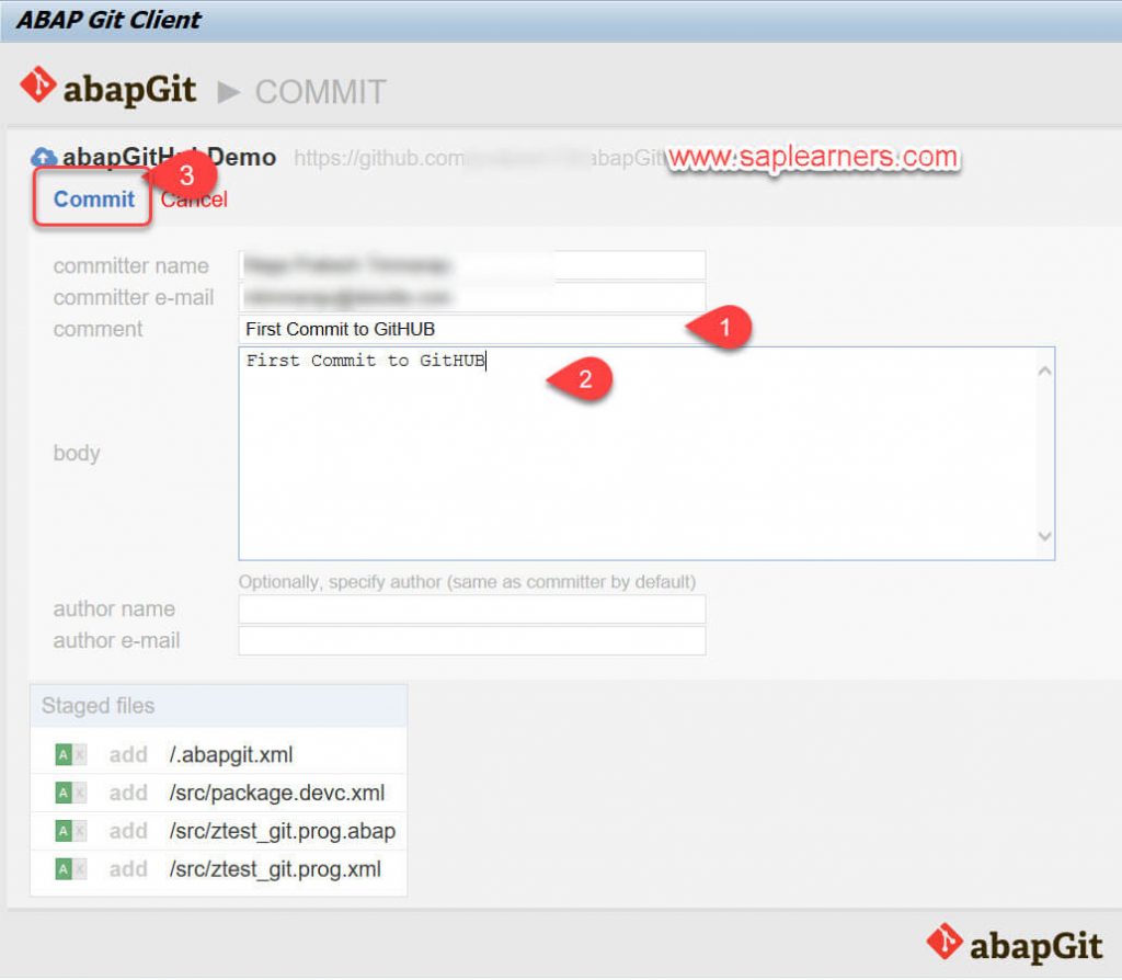 abapGit integration with GitHub Step6
