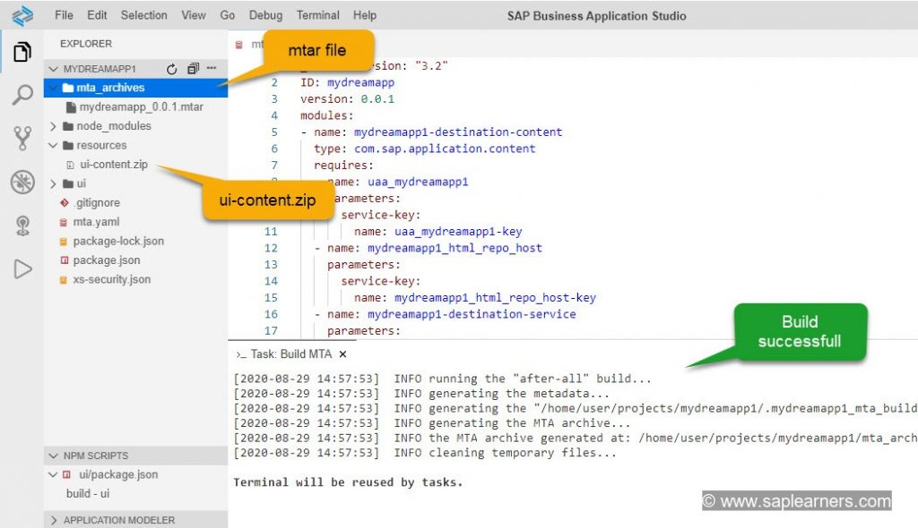 Build Depoy and Run Fiori App in SAP Cloud Foudnry Step3