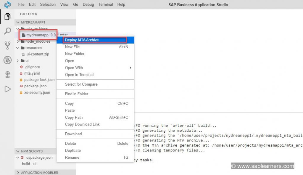 Build Depoy and Run Fiori App in SAP Cloud Foudnry Step4