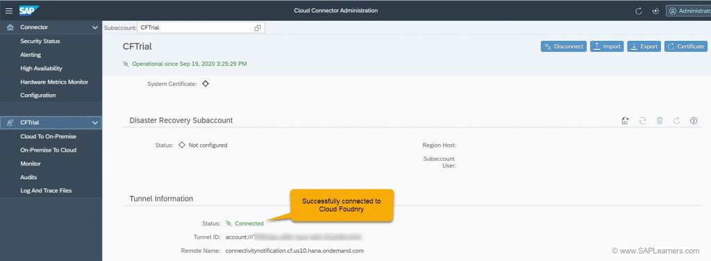 Cloud Connector Setup to SCP Cloud Foundry Environment Step16