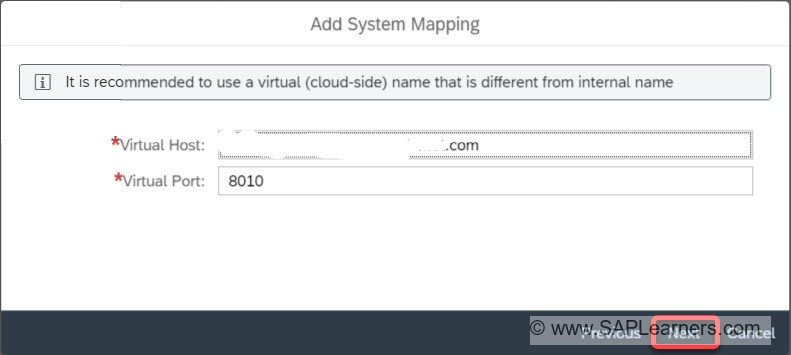 Cloud Connector Setup to SCP Cloud Foundry Environment Step7