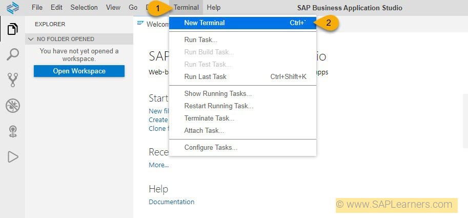 Microsoft Fluent UI React App in SAP Business Application Studio Step1