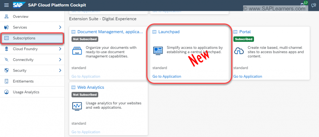 SAP Cloud Platform Launchpad Service Step1