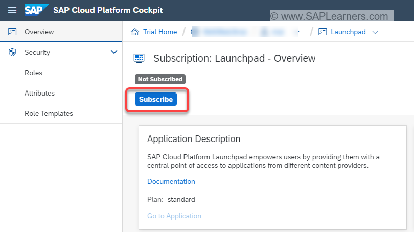 SAP Cloud Platform Launchpad Service Step2
