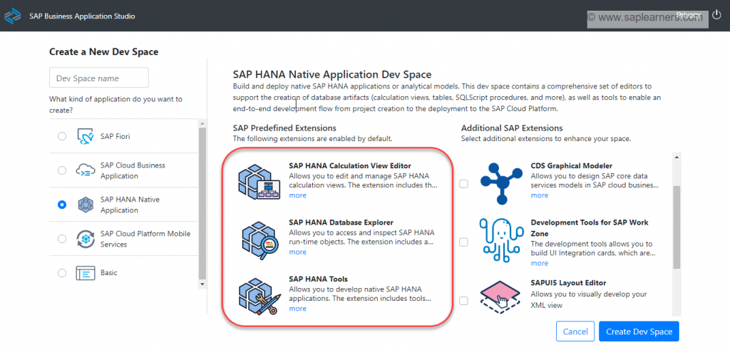 SAP HANA Native Development and SAP Business Application Studio