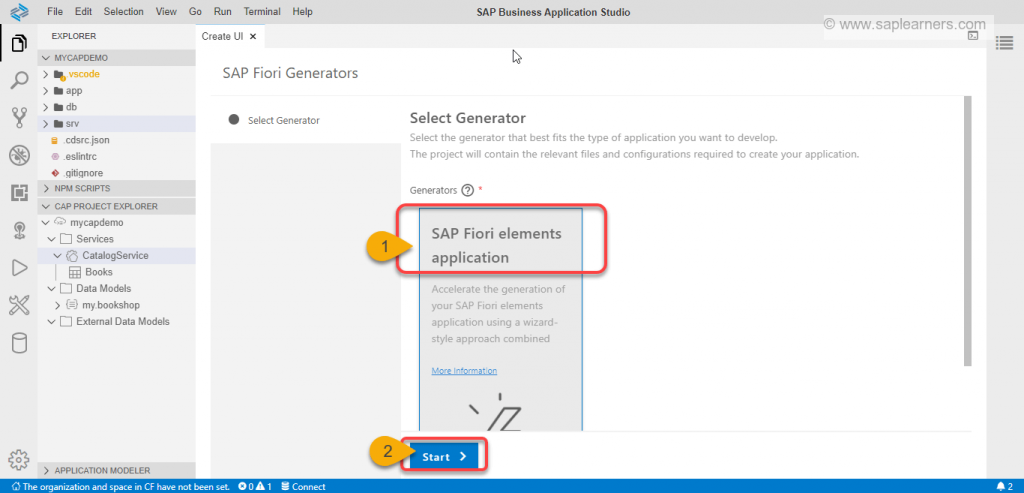 Create a UI for CAP Project in SAP Business Application Studio Step2