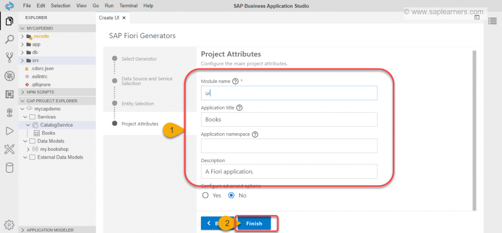 Create a UI for CAP Project in SAP Business Application Studio Step5