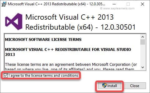 Microsoft Visual C 2013 Redistributable Package Step3