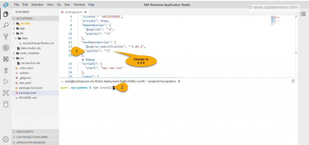 Test and Run CAP Project in SAP Business Application Studio Step1