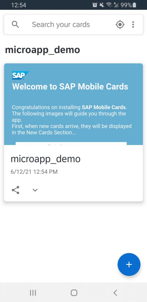 SAP Mobile Cards Micro App
