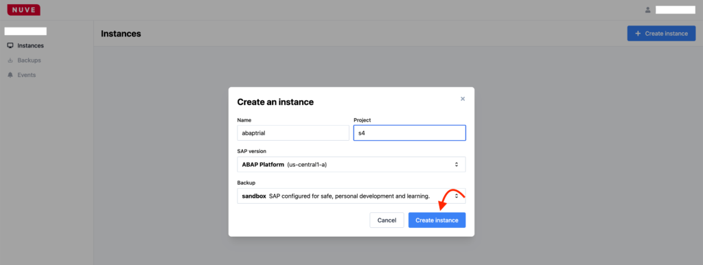 Create an SAP Instance