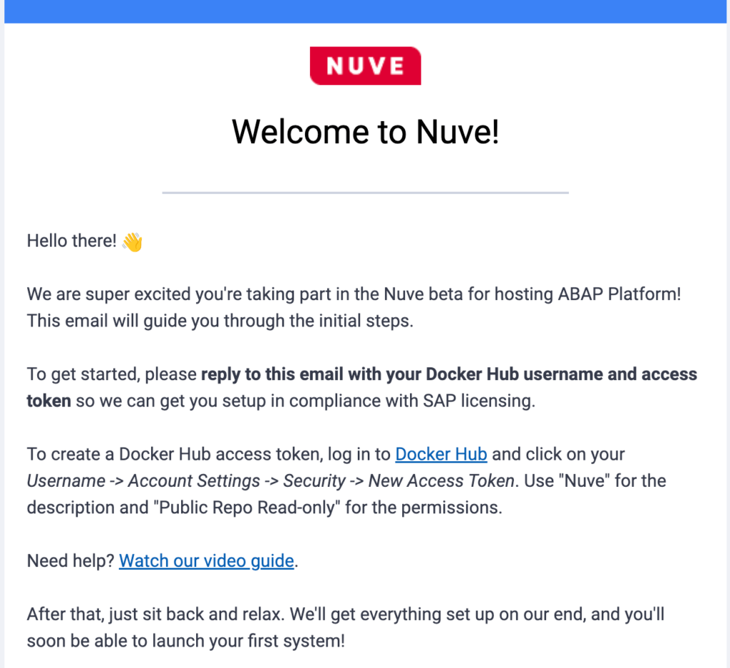 Nuev Platform Onboarding Email