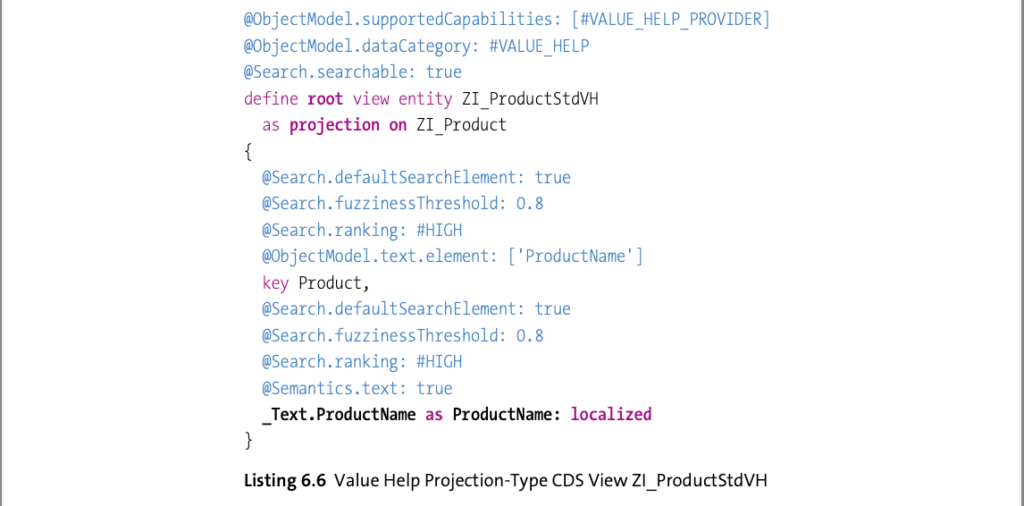 Value Help Projection Type CDS View